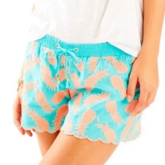 Women’s Lilly Pulitzer Pineapple Baybreeze turquoise Drawstring waist Shorts XS - Picture 5 of 5